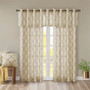 Madison Park Saratoga Beige/Gold Fretwork Print Grommet Top Window Curtain Panel