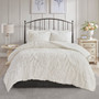 Madison Park Viola Off-White 3 pcs Tufted Cotton Chenille Damask Comforter Set