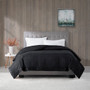 Madison Park Windom Black Lightweight Down Alternative Blanket with Satin Trim