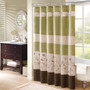 Madison Park Serene Green Faux Silk Embroidered Floral Shower Curtain