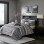 Madison Park Rhapsody Grey/Taupe 6 pcs Reversible Jacquard Quilt Set with Throw Pillows