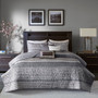 Madison Park Rhapsody Grey/Taupe 6 pcs Reversible Jacquard Quilt Set with Throw Pillows