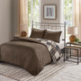 Madison Park Timber Black/Brown 3 pcs Reversible Printed Quilt Set
