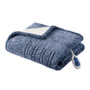 True North by Sleep Philosophy Marbled Sherpa Blue Heated Throw