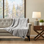 True North by Sleep Philosophy Plush Heated Grey Throw with Built-In Control
