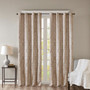 SunSmart Mirage Champagne Knitted Jacquard Damask Total Blackout Grommet Top Curtain Panel Pair