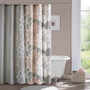 Madison Park Lola Grey/Peach 100% Cotton  Floral Printed Shower Curtain
