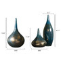 Madison Park Signature Lucia Blue Metal Blue and Bronze Decorative Glass Vases 3-piece set