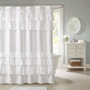 Madison Park Grace White Ruffled Shower Curtain