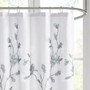 Madison Park Magnolia Aqua Floral Printed Burnout Shower Curtain
