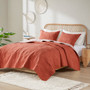 INK+IVY Kandula Coral 3 Piece Reversible Cotton Quilt Set