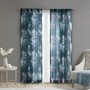 Madison Park Simone Navy Printed Floral Rod Pocket and Back Tab Voile Sheer Curtain