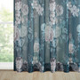 Madison Park Simone Navy Printed Floral Rod Pocket and Back Tab Voile Sheer Curtain
