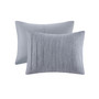 Beautyrest Maddox 3 Piece Striated Cationic Dyed Oversized Duvet Cover Set with Pleats