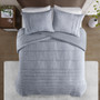 Beautyrest Maddox 3 Piece Striated Cationic Dyed Oversized Duvet Cover Set with Pleats