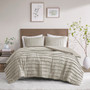 Beautyrest Maddox 3 Piece Striated Cationic Dyed Oversized Duvet Cover Set with Pleats
