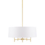 Hampton Hill Presidio 5-Light Dimmable Chandelier with Drum-shaped Fabric Shade & Adjustable Height