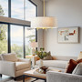 Hampton Hill Presidio 5-Light Dimmable Chandelier with Drum-shaped Fabric Shade & Adjustable Height