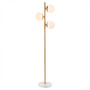 INK+IVY Holloway White/Gold 3-Globe Light Floor Lamp with Marble Base