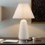 INK+IVY Veluna White Textured Ceramic Table Lamp with Fluted Fabric Shade