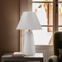 INK+IVY Veluna White Textured Ceramic Table Lamp with Fluted Fabric Shade