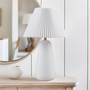 INK+IVY Veluna White Textured Ceramic Table Lamp with Fluted Fabric Shade