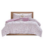Intelligent Design Plum Metallic Printed and Pintucked Comforter
