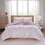Intelligent Design Plum Metallic Printed and Pintucked Comforter