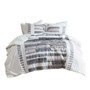 INK+IVY Serena Navy 3 Piece Cotton Printed Duvet Cover Set w/ trims