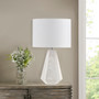 INK+IVY Flinn Natural Whitewash 23" Resin Table Lamp with Faux Wood Texture