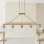INK+IVY Curiana Antique Brass 5-light Linear Chandelier with Textured Glass Shades