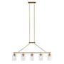 INK+IVY Curiana Antique Brass 5-light Linear Chandelier with Textured Glass Shades