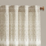 INK+IVY Mila Navy Cotton Printed Curtain Panel with Chenille detail and Lining