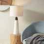 INK+IVY Tristan White Base/Cream Shade Triangular Ceramic and Wood Table Lamp