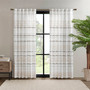 INK+IVY Nea Off White/Gray Cotton Printed Curtain Panel with Tassel Trim and Lining