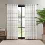 INK+IVY Nea Off White/Gray Cotton Printed Curtain Panel with Tassel Trim and Lining