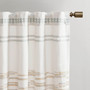 INK+IVY Nea Off White/Gray Cotton Printed Curtain Panel with Tassel Trim and Lining