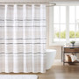 INK+IVY Nea Off White/Gray Cotton Printed Shower Curtain with Trims