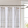 INK+IVY Nea Off White/Gray Cotton Printed Shower Curtain with Trims
