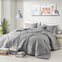 Intelligent Design Oliver Gray Cationic Dyed Clip Jacquard Comforter Set with Throw Pillow