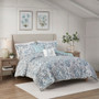 Madison Park Bonnie Blue 5 Piece Botanical Floral Seersucker Comforter Set