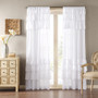 Madison Park Anna White Cotton Oversized Ruffle Curtain Panel