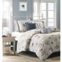 Madison Park Bayside Blue 7 Piece Cotton Sateen Comforter Set