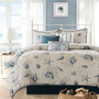 Madison Park Bayside Blue 7 Piece Cotton Sateen Comforter Set