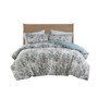 Madison Park Brielle Blue 3 Piece Floral Printed Cotton Comforter Set