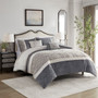 Madison Park Amelia Grey 5 Piece Textured Jacquard Stripe Comforter Set with Throw Pillows
