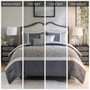 Madison Park Amelia Grey 5 Piece Textured Jacquard Stripe Comforter Set with Throw Pillows