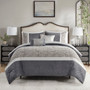Madison Park Amelia Grey 5 Piece Textured Jacquard Stripe Comforter Set with Throw Pillows