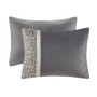 Madison Park Amelia Grey 5 Piece Textured Jacquard Stripe Comforter Set with Throw Pillows