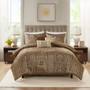 Madison Park Bella Brown 6 Piece Jacquard Comforter Set with Throw Pillows